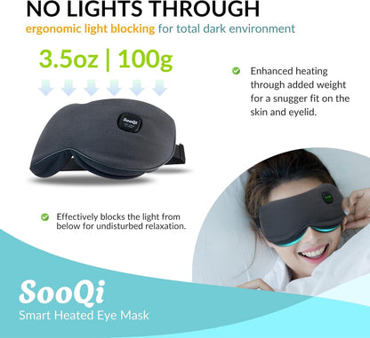 Heated Eye Mask, Cordless Warm Compress for Dry Eyes, Blepharitis & Eye Fatigue - Weighted Heating Pad with 3 Preset Heat Modes, Rechargeable, Auto Shut-Off, Washable Cover for Sleep & Travel