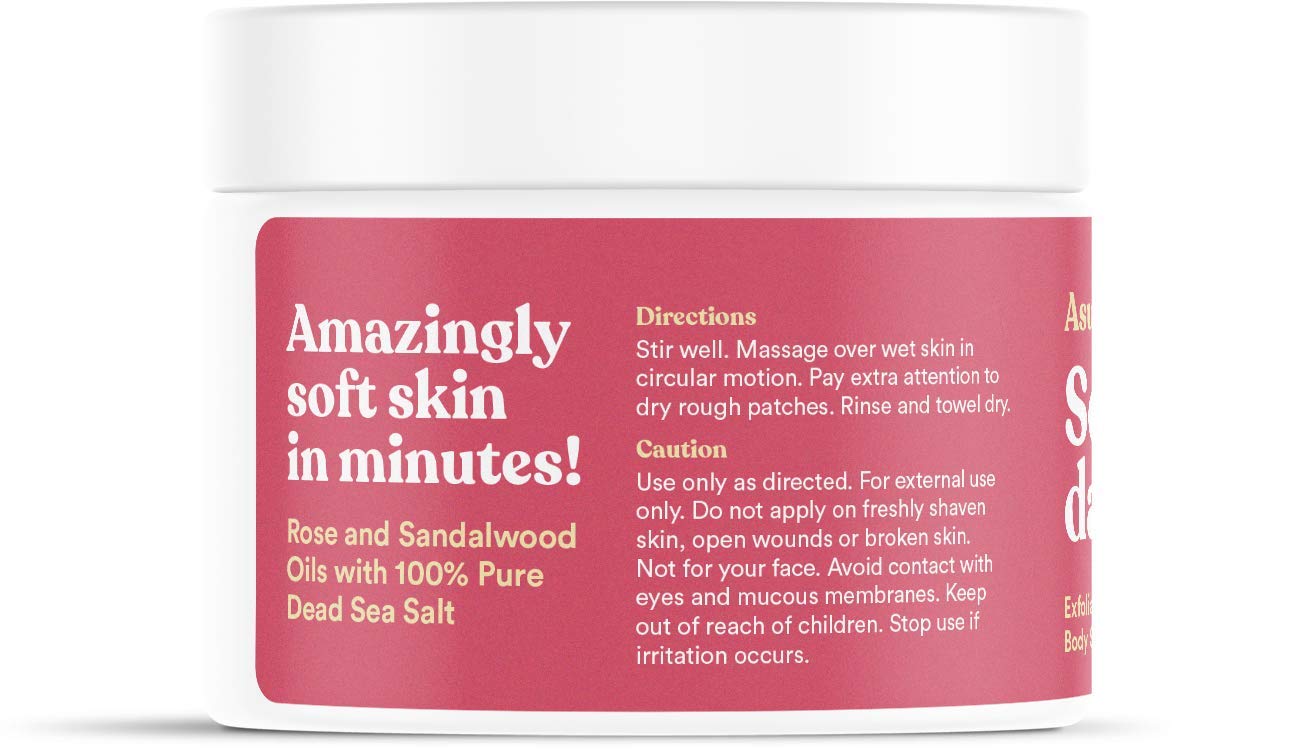 ASUTRA Dead Sea Salt Essential Oil Body Scrub Exfoliator (Vitamin C), 16 oz - Ultra Hydrating, Gentle, & Moisturizing - Coconut, Sweet Orange, Grapefruit, and Lemon Oils – Pink Himalayan Salt