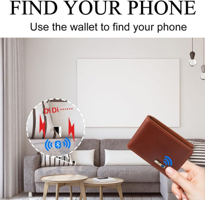 Mens Wallet Tracker Work for Anroid & iOS Device, Smart Wallet for Men WIth Tracker (Android & iOS, Carbon Black & Black)