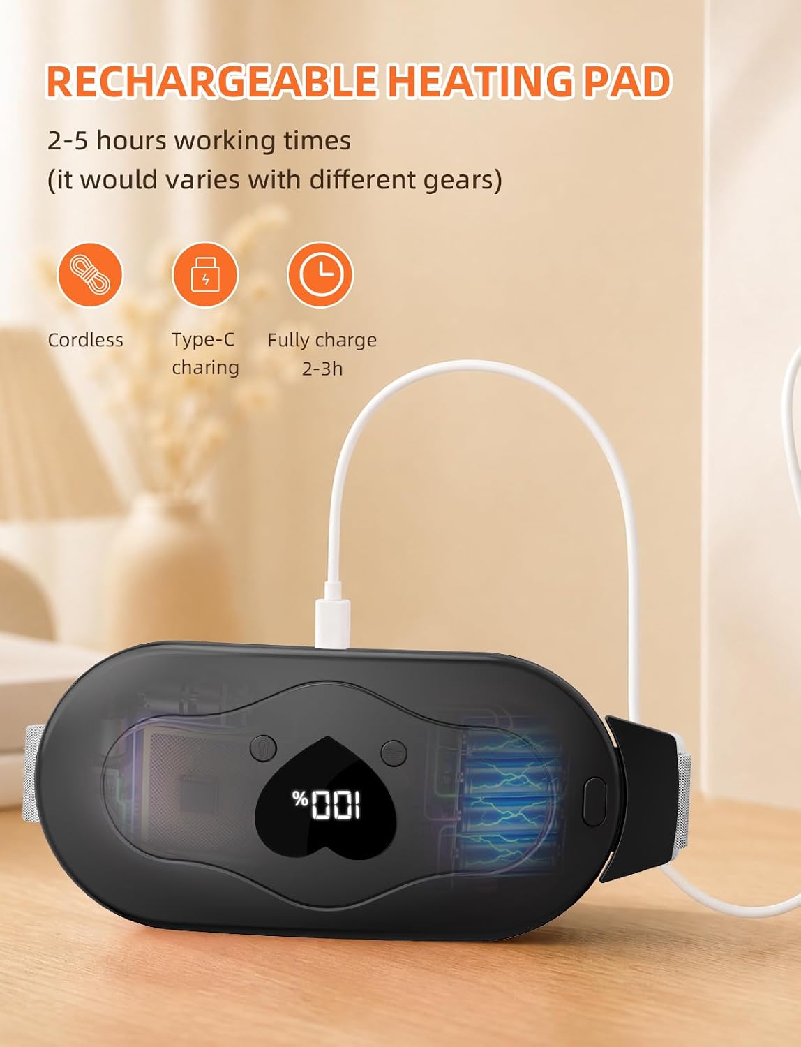Glyduny Portable Heart Heating Pads, Electric Cordless Heat Pad