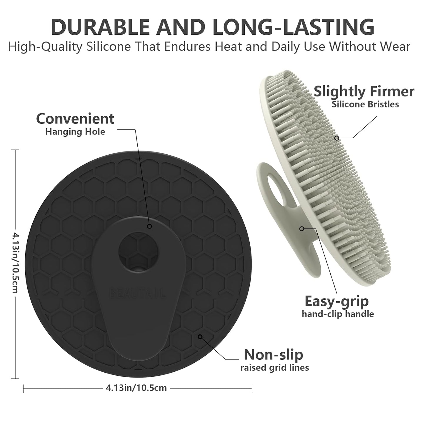 Silicone Body and Face Scrubber Set 5 Pack, BEAUTAIL Shower Bath Scrubber, Gentle Exfoliating Brush for Women Men Sensitive Skin, More Hygienic Than Traditional Loofah, Long Lasting, Black+Pink+Green
