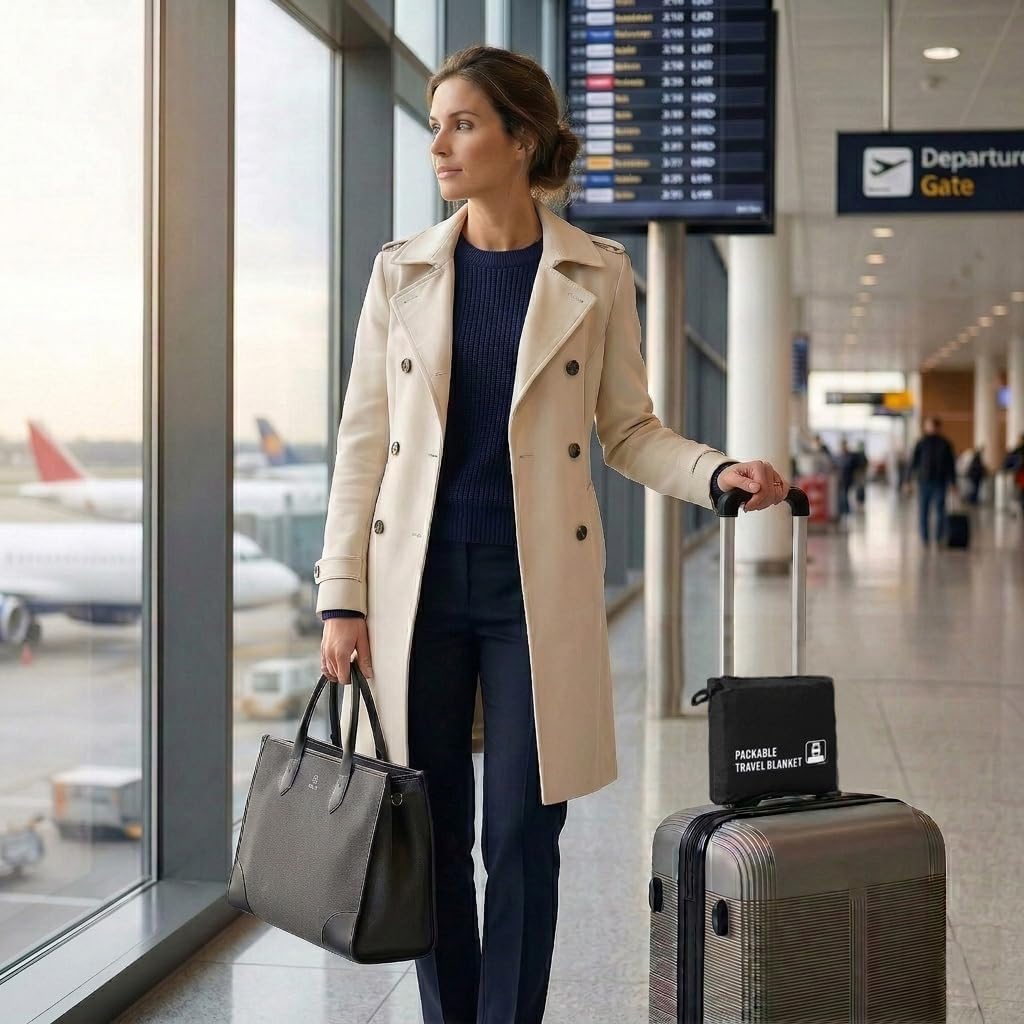 GForce Jersey Knit Travel Blanket| Packable| Fits Over Handle | Soft| Easy to Travel| Grey | Travel | Bag | Blanket |