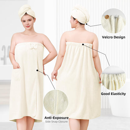 Towel Wrap for Women, Women'S Soft Wrap Towel Full Length，Bath Robe After Shower Female Plush Long，Spa Bathrobes Lightweight