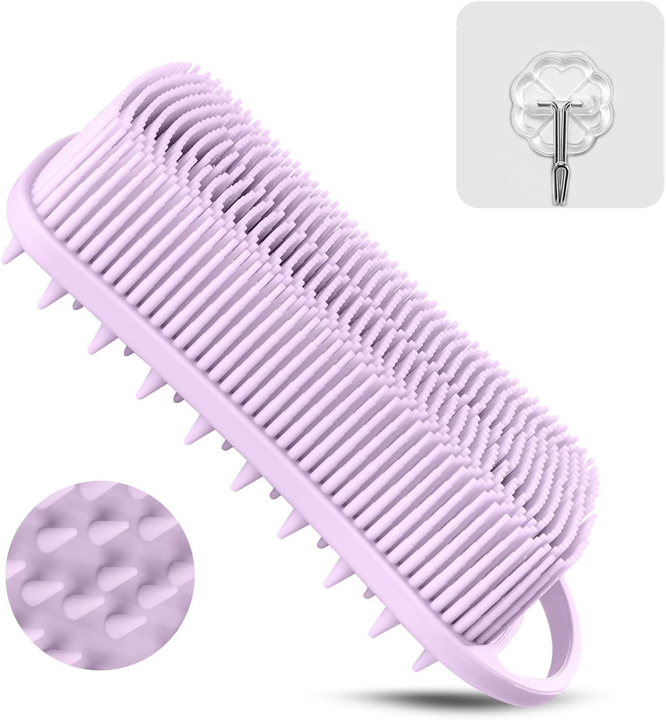 2PCS Silicone Body Scrubber, Loofah for Women, Gentle Exfoliating Shower Cleaner Bath Brush, Rubber Body Wash Deep Cleaning & Exfoliator & Massage, Travel-Friendly for Bathroom