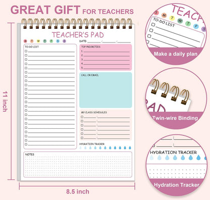 Teacher Notepad - A4 Teacher To Do List Notepad, Spiral Checklist Notebook Organizer for Teachers Notes Task Appointment, Teacher Appreciation Gifts, 8'' x 11'', Green