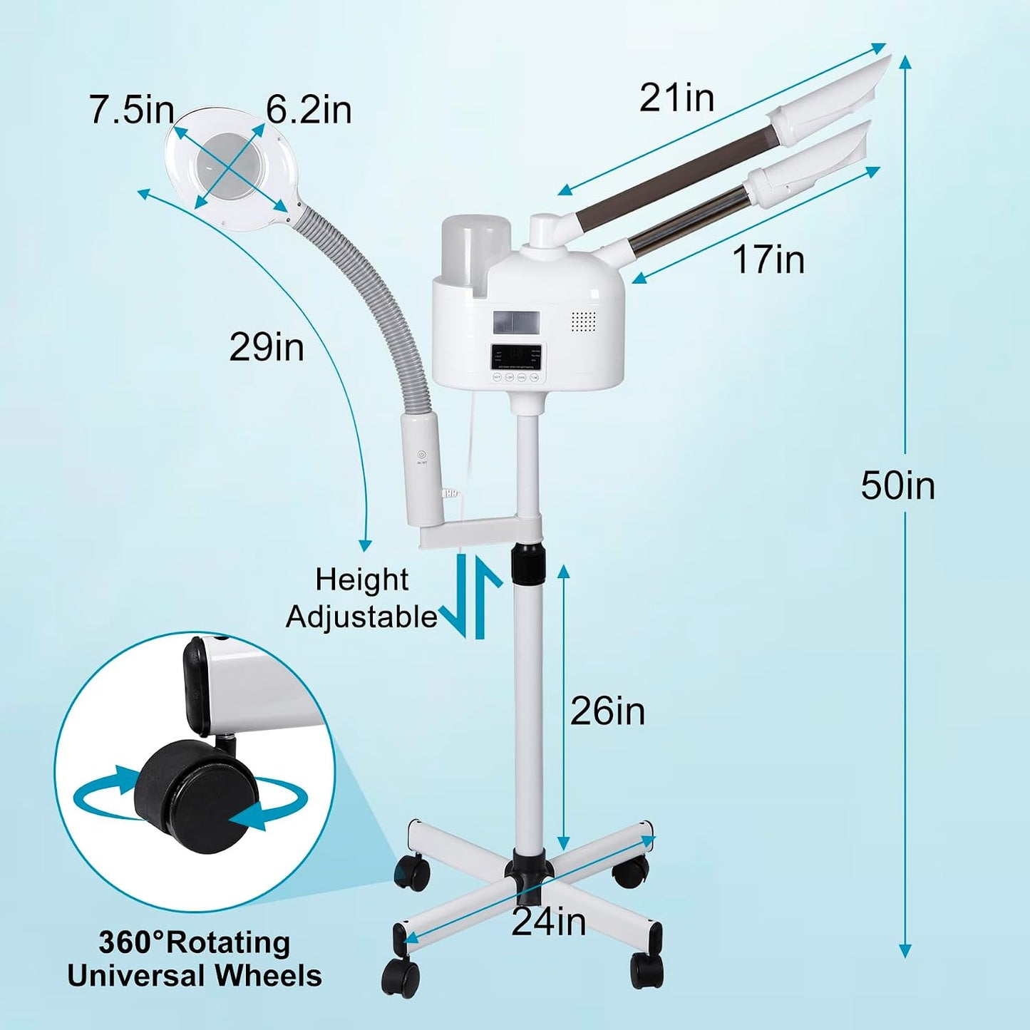 Nova Microdermabrasion Professional 2 in 1 Facial Steamer for Face Deep Cleaning Ozone Face Steamer with 5X Magnifying Lamp Hot Mist Function for Salon Spa Home Beauty Equipment