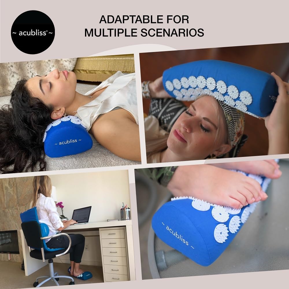 Premium Acupressure Mat, 8,358 Acupuncture Pressure Points for Back Pain Relief, Increased Energy, Relaxation with Drawstring Bag, 26x16x1", Blue