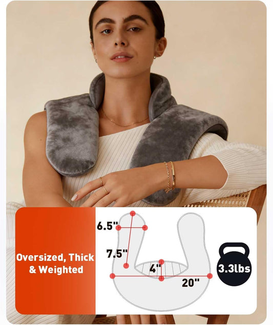 3.3LBS Microwavable Heating Pad for Neck and Shoulders, Weighted Moist Heat Pack with Removable Washable Cover,Microwave Heated Neck Wrap for Back Pain Relief