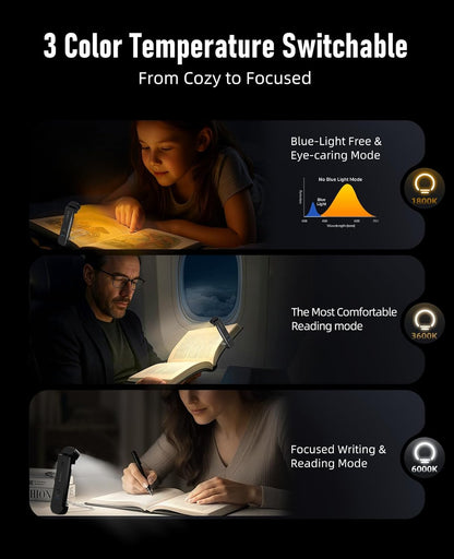 HIONXMGA Book Reading Light,Silent Touch Lamp for in Bed,Rechargeable Clip on Booklight with 3 Amber Colors & Precise Dimming Night Reading,Best Gift Lovers,Kids,Pink,(SD-10)