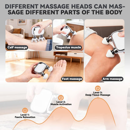 Pocket Massage Gun, Dual Heads Mini Muscle Massager with Brushless Motor, 3 Massage Heads, Portable Deep Tissue Massager for Travel, Gym, Gifts for Men Women Dad Mom