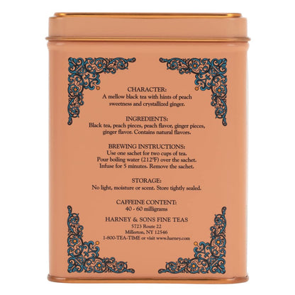 Harney & Sons HT Peaches & Ginger Black Tea, 20 Sachets in Tin