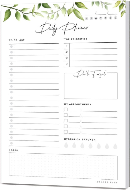 Daily Planner To Do List Notepad 52 Undated Tear-off Sheets | 6x9 Inch Desktop Daily Planning Notepad | Notebook for Daily Tasks, Checklist, Calendar, Schedule, To Do List, Appointments, Notes, Meals,