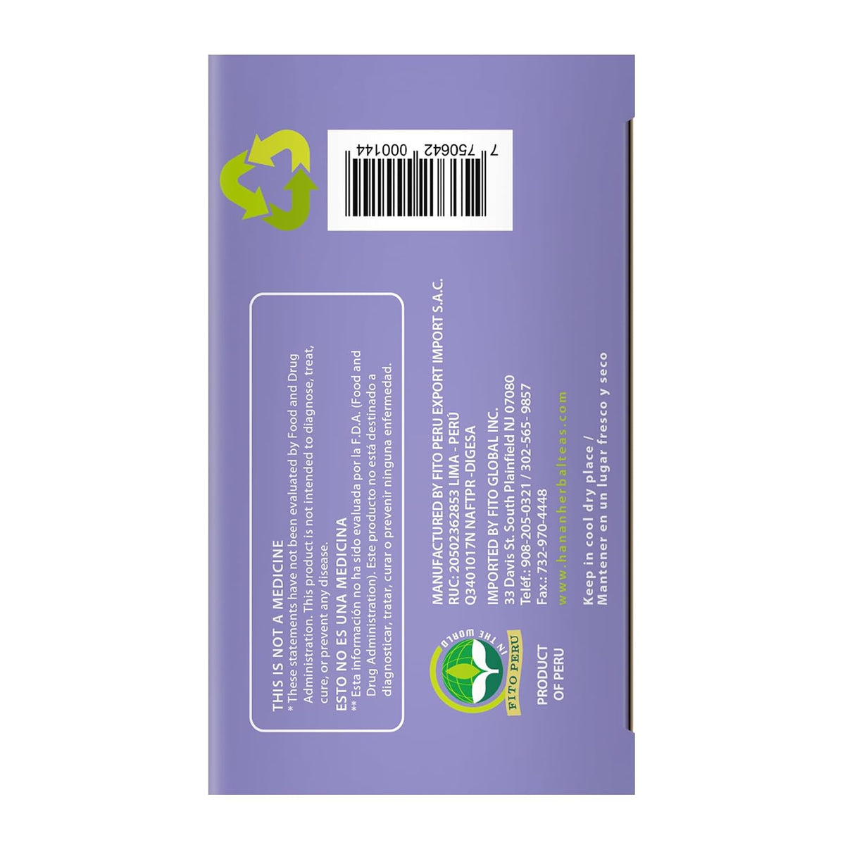 Hanan Peruvian Secrets Valeriana Herbal Tea | 100% Natural Valerian Root | 25 Tea Bags | Naturally Aids in Relieving Occasional Stress, Tension | Safely Promotes Sleep and Relaxation