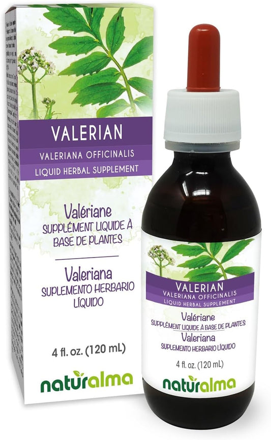 Naturalma Valerian (Valariana officinalis) Root Alcohol-Free Tincture - 4 fl oz Liquid Extract in Drops - Herbal Supplement - Vegan