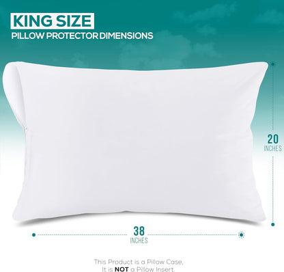 Set of 4 Pillow Protectors with Zipper Standard Size, Bed Bug and Dust Mite Proof Pillow Covers, Ultra Soft Pillow Encasements, Moisture Wicking and Waterproof Pillow Cases by Utopia Bedding (White)