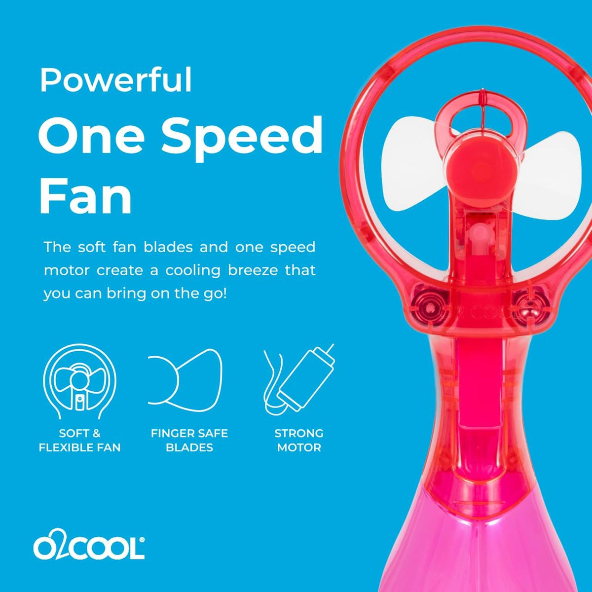 O2COOL Deluxe Handheld Misting Fan Battery Powered Green