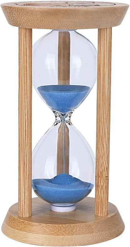 Mini Wooden Sand Timers,100% Bamboo Hourglass Sand Timers 1Min Sandglass Timer for Toothbrush Timer Games Classroom Home Office Cooking(Blue+1Min)