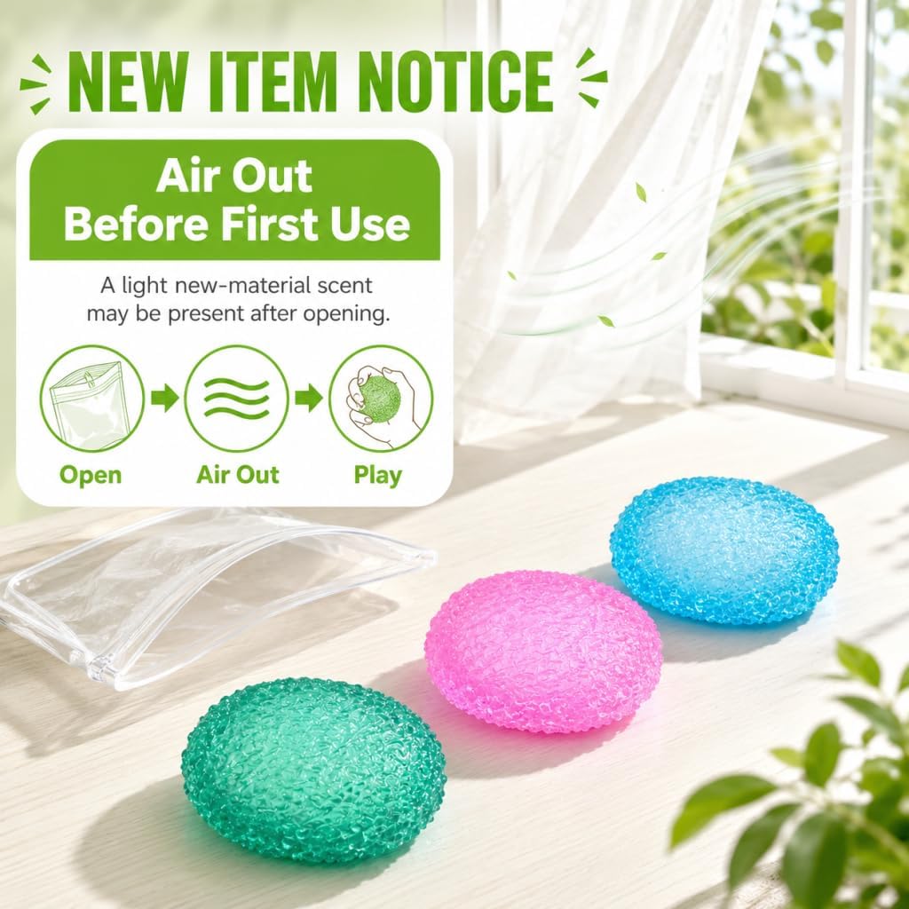 Squishy Textured Stress Balls 3pcs, Soft Memory Gel Squeeze Balls Fidget Toys for Kids/Adults Hand Exercises, Party Favors Anxiety Relief Squeeze Ball
