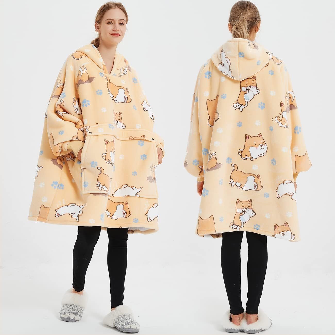 KFUBUO Wearable Blanket Hoodie for Adults Sherpa All Patterns Cat Oversized Sweatshirt Blanket with Pockets for Women