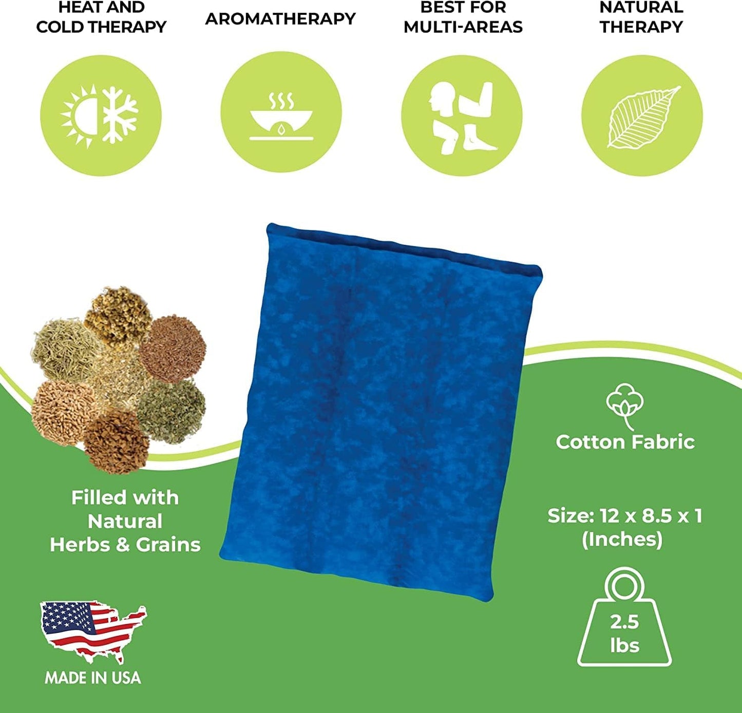 Nature Creation Microwaveable Herbal Heating Pad for Lumbar - Soothing Hot & Cold Therapy Pack for Lower Back- Soothing Relaxation, Warmth and Comfort - Lavender Flowers