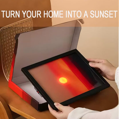 Creative Sunset Wall Lamp, Wall Decoration Art, Rechargeable Sunset Projection Lamp with Lift Control, Wall-Mounted Sunrise to Sunsets Atmosphere Light for Bedroom Living Room Party (8.6 x 10.6″)