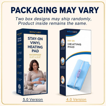 Boncare® Stay-On Small Vinyl Electric Heating Pad for Neck and Shoulders and Back Without Auto-Off, Low & High Heat Levels, Waterproof Hot Heat Pad with Washable Cover (12"x15", 1-Pack)