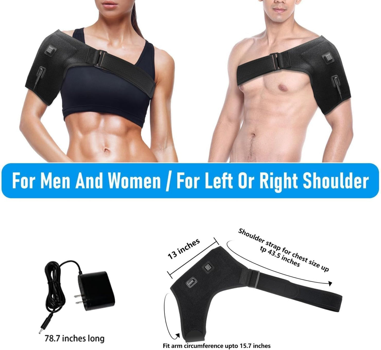 Shoulder-Heating-Pad-Heated-Wrap - 3 Heat Levels Heating Pad for Shoulder Pain for Men Women Frozen Shoulder Pain Relief