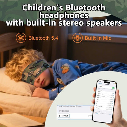 Kids Bluetooth 5.4 Headband Headphones, Adjustable Toddler Sports Headband Earphones with Mic, Soft Wireless Sleep Headphones for Baby Kids Travel Plane School Tablet Workout(Green)