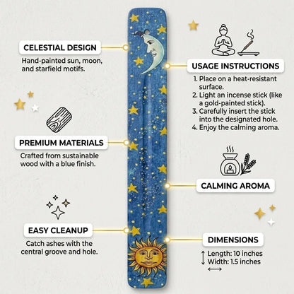 Hosley Wood Incense Holder Sun 10 Inches Ideal Gift for Wedding, Aromatherapy, Zen, Spa, Reiki, Meditation