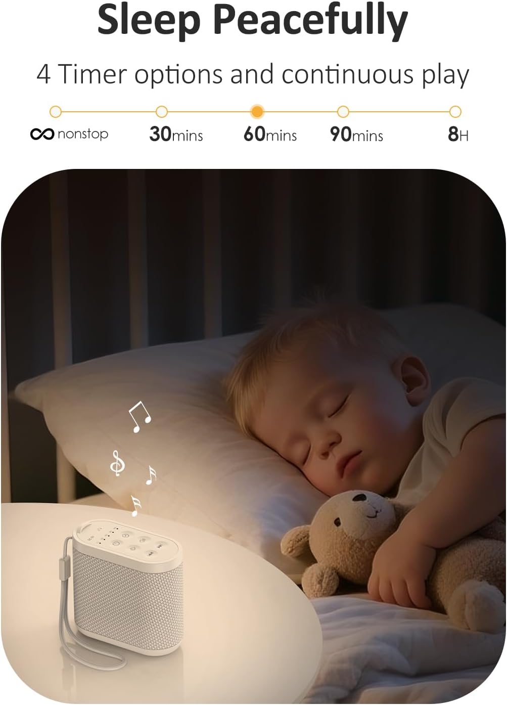 Portable Travel Sound Machine for Adults, Baby Sleeping : Super Long-Lasting & Rechargeable Battery, Headphone Jack, 21 Sounds - White Noise Machine for Office Privacy & Noise Canceling, Home, Gift