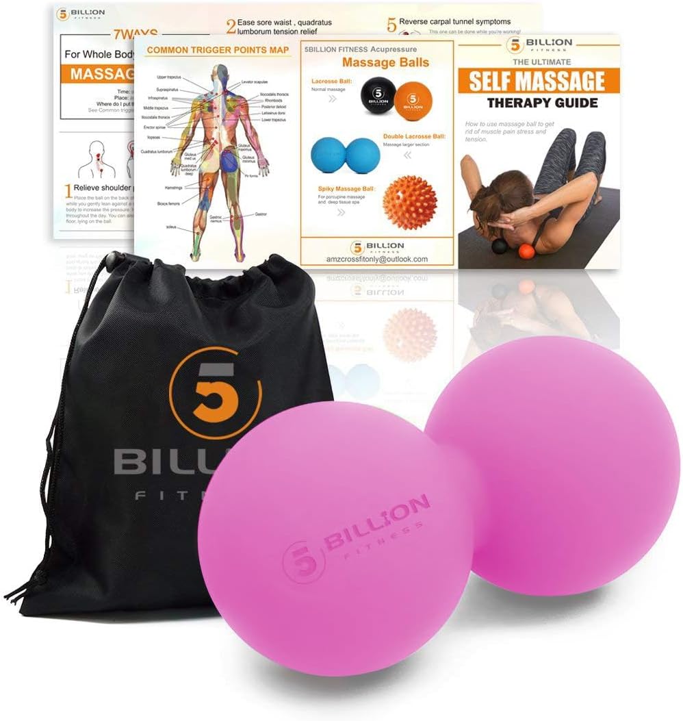 5BILLION FITNESS Peanut Massage Ball,Double Lacrosse Ball and Mobility Massage Ball for Physical Therapy - Deep Tissue Massage Tool for Myofascial Release, Muscle Relaxer, Acupoint Massage (Purple)
