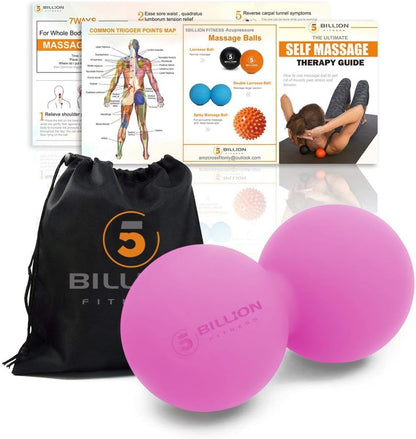 5BILLION FITNESS Peanut Massage Ball,Double Lacrosse Ball and Mobility Massage Ball for Physical Therapy - Deep Tissue Massage Tool for Myofascial Release, Muscle Relaxer, Acupoint Massage (Purple)