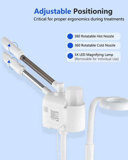 Artist hand Professional Facial Steamer with 5X LED Magnifying Lamp 3 in 1
