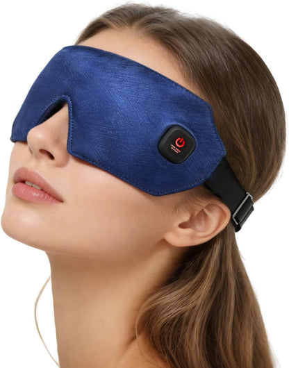 Cordless Heated Eye Mask for Dry Eyes with Warm Compress, Rechargeable Electric with 4 Heat Settings, Eye Compress for Stye, Chalazion & Blepharitis Treatment, Blackout Sleep Mask, Auto-Off, Washable