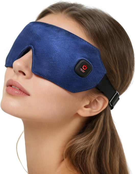 Cordless Heated Eye Mask for Dry Eyes with Warm Compress, Rechargeable Electric with 4 Heat Settings, Eye Compress for Stye, Chalazion & Blepharitis Treatment, Blackout Sleep Mask, Auto-Off, Washable