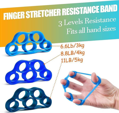 Grip Strength Trainer 7 Pack Adjustable Hand Gripper, Finger Stretcher Resistance Extensor Bands, Finger Exerciser, Grip Strength Ring & Stress Ball, Hand Grip Strengthener