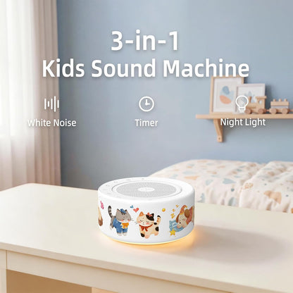 Kipcush White Noise Machine for Baby & Adults, 30 Soothing Sounds, Soft Non-Glare Nursery Lamp, 8 Color Night Lights, Memory Function (Angel V1 White, Standard)