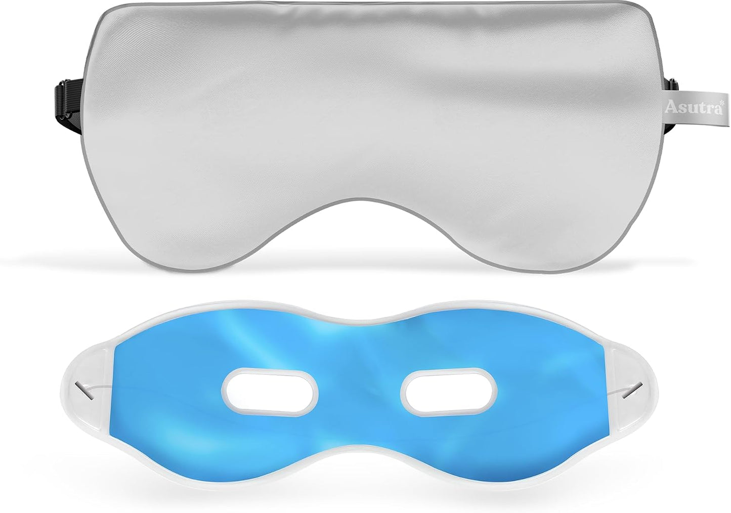 ASUTRA Silk Eye Pillow for Sleep, Black - Filled w/Lavender Buds & Flax Seeds, Weighted Eye Mask, Meditation & Light Blocking Blindfold, Cooling Gel Mask Included