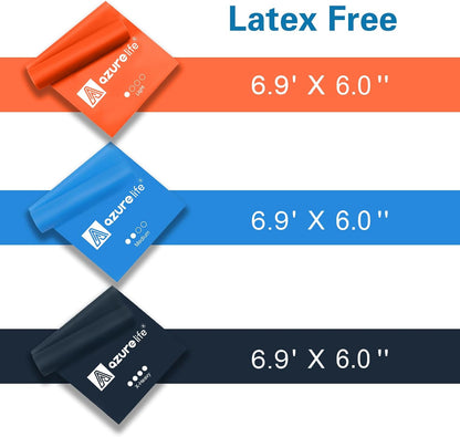 A AZURELIFE Resistance Bands,Professional Long Non-Latex Elastic Stretch Bands,Exercise Bands for Physical Therapy, Yoga, Pilates, Rehab, at-Home or The Gym Workouts, Strength Training