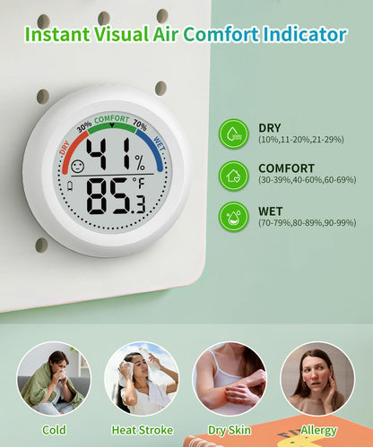 Digital Room Thermometer Hygrometer Indoor-Humidity Meter Monitor with Accurate Temperature Humidity Sensor Comfort Indicator ℃/℉ Switch for Wall Baby Home Greenhouse Cellar Garage Nest Reptile