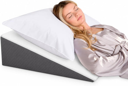 Kolbs Bed Wedge Pillow for Sleep Apnea, FSA Eligible Acid Reflux, and Back Pain Relief, with Chic Jacquard Cover - Headboard Wedges for Sleeping (5" Gentle Incline)