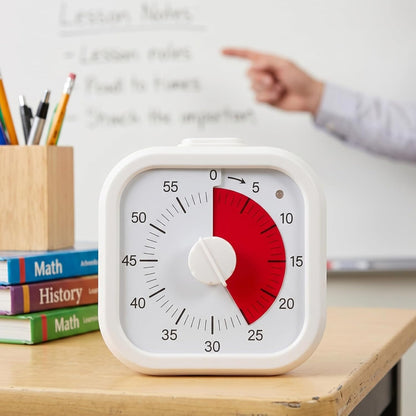 NUOBESTY Kitchen Timer 60 Minute Visual Desk Timer with Clip Silent Analog Countdown for Cooking Baking Classroom and Homework Management