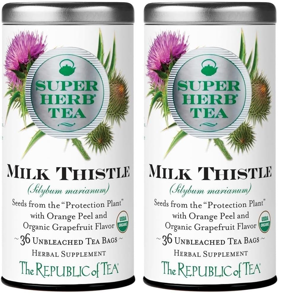 The Republic of Tea - Organic Milk Thistle SuperHerb Tea Tin, 36 Herbal Tea Bags, Naturally Caffeine-Free