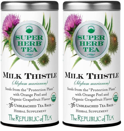 The Republic of Tea - Organic Milk Thistle SuperHerb Tea Tin, 36 Herbal Tea Bags, Naturally Caffeine-Free