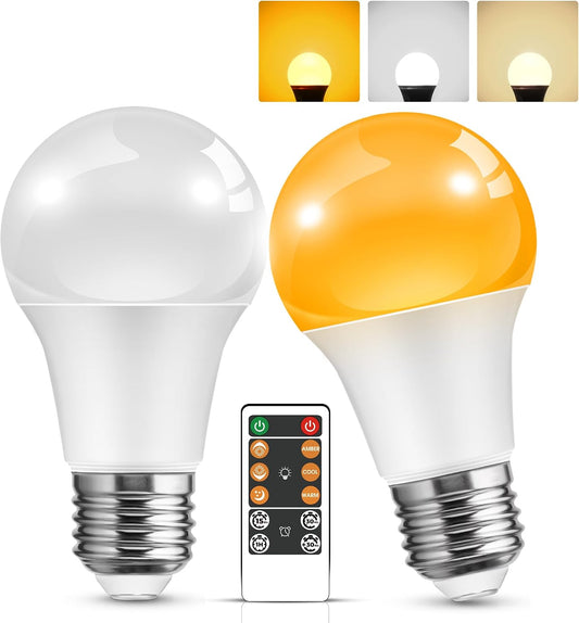 L LOHAS LED Sleep aid Amber Light Bulbs, Blue Light Blocking, A19 9W(60 Watt Equivalent) Dim Light Bulbs, 1800K Warm Light Bulb, E26 Base, 2 Pack