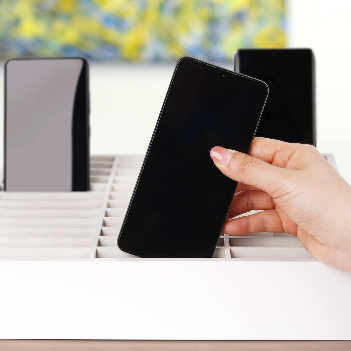 36-Grid Wooden Cell Phone Holder Desktop Organizer