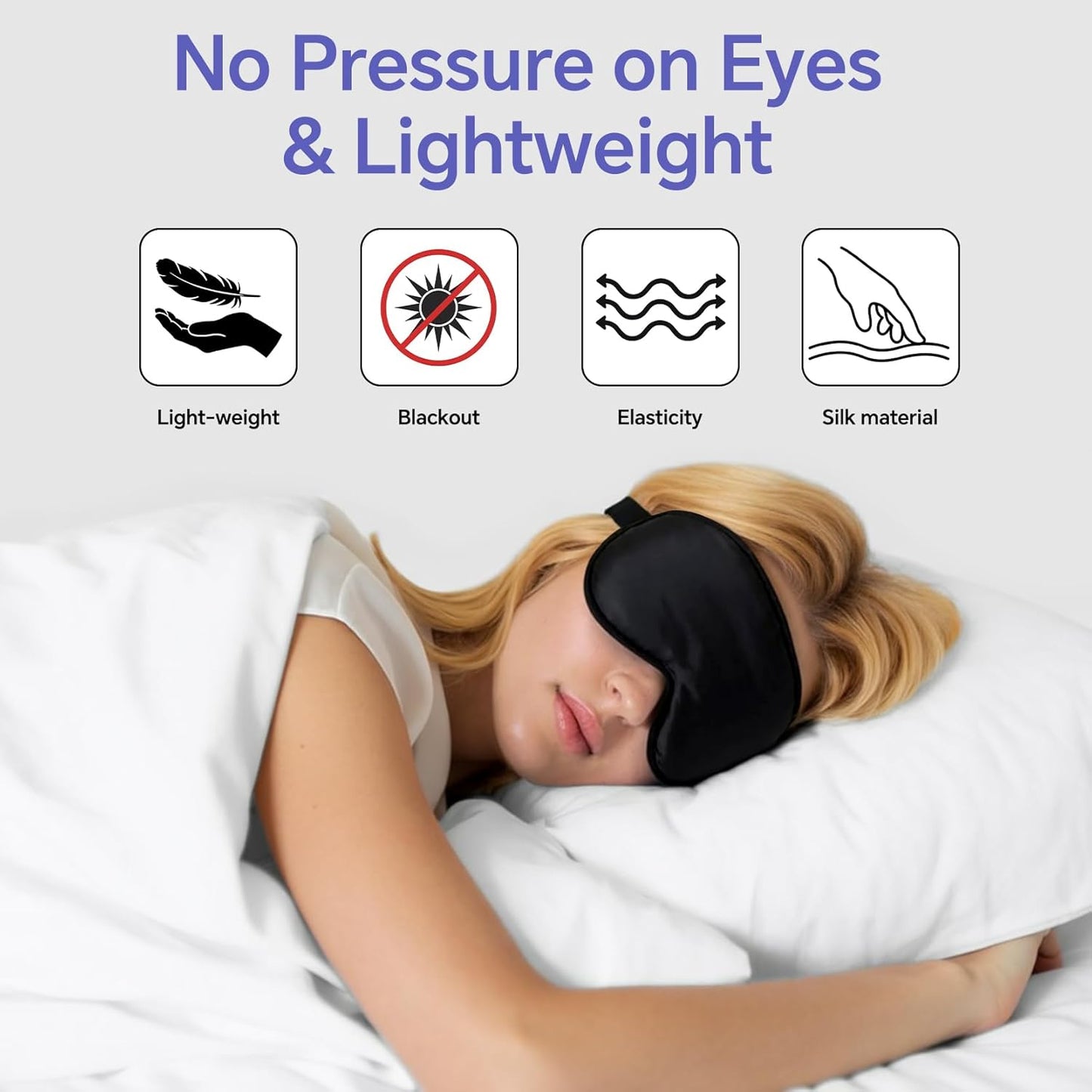 Sleep Eye Mask for Men Women, Lash Extensions 3D Sleeping Mask, Travel Blackout Night Blindfold Eye Shade Cover with Adjustable Strap (Black)