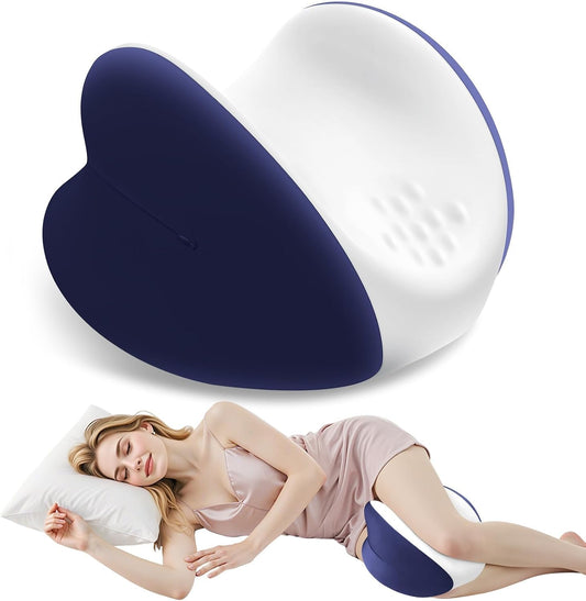 Knee Pillow for Side Sleepers, Leg Pillow with Cooling Cover, Memory Foam Body Pillow for Side Sleeping, Heart-Shape Cushion for Hip, Back & Sciatica Pain Relief, Grey