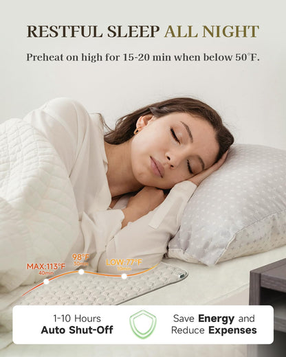 GOTCOZY Heated Mattress Pad Mini Twin Size-Heated Pad for Bed Warmer(White)