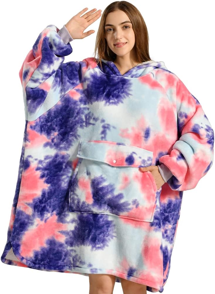 Krifey Wearable Blanket Hoodie, Oversized Sherpa Hooded Blanket for Adults | Soft sherpa fleece with sleeves and pocket; oversized fit for lounging, WFH, camping, Christmas and white elephant gifts.
